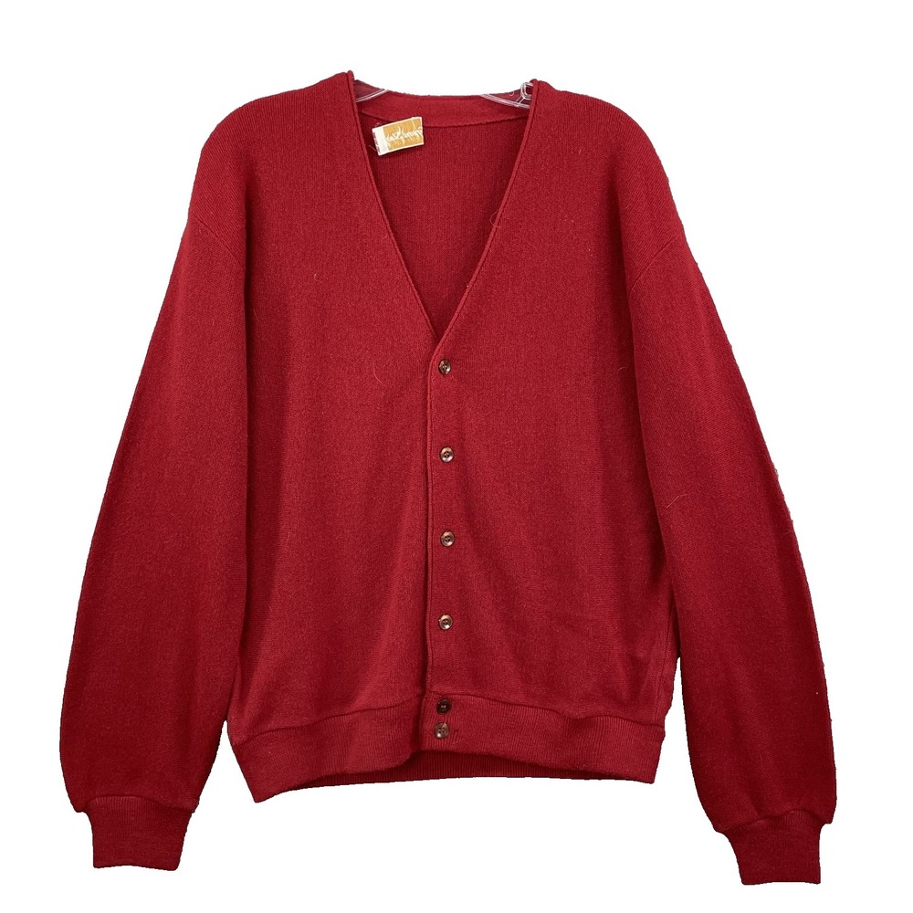 Vintage Grand Slam Cardigan Mens Medium Red Knit Preppy Y2K Academia 90s Classic